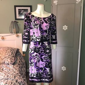Tahari ALS lined dress. Purple/Black size 14